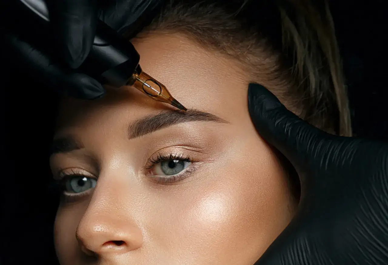 Une experte utilise un dermographe pour perfectionner l'art de comment dessiner ses sourcils, créant une définition naturelle.